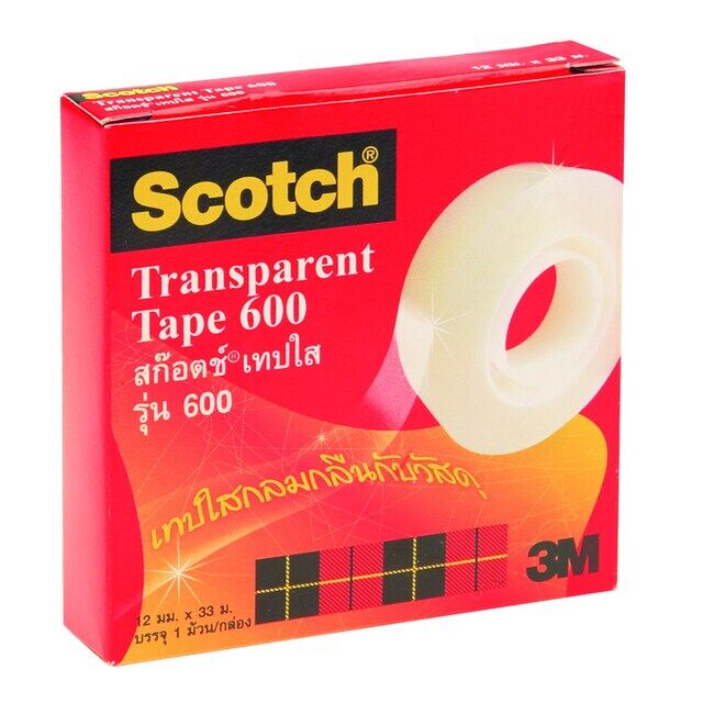 เทปใส สก๊อตช์ (SCOTCH 3M) รุ่น 600 ขนาด 1/2นิ้ว x 36หลา แกน 1 นิ้ว (12 มม.x 33ม.)