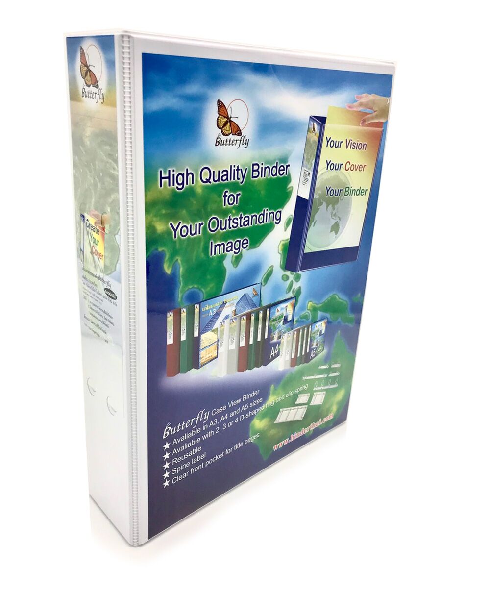 BUTTERFLY แฟ้มคลิปสปริง A4 สัน5ซม. สีขาว สอดปก 50-2S - Image 3