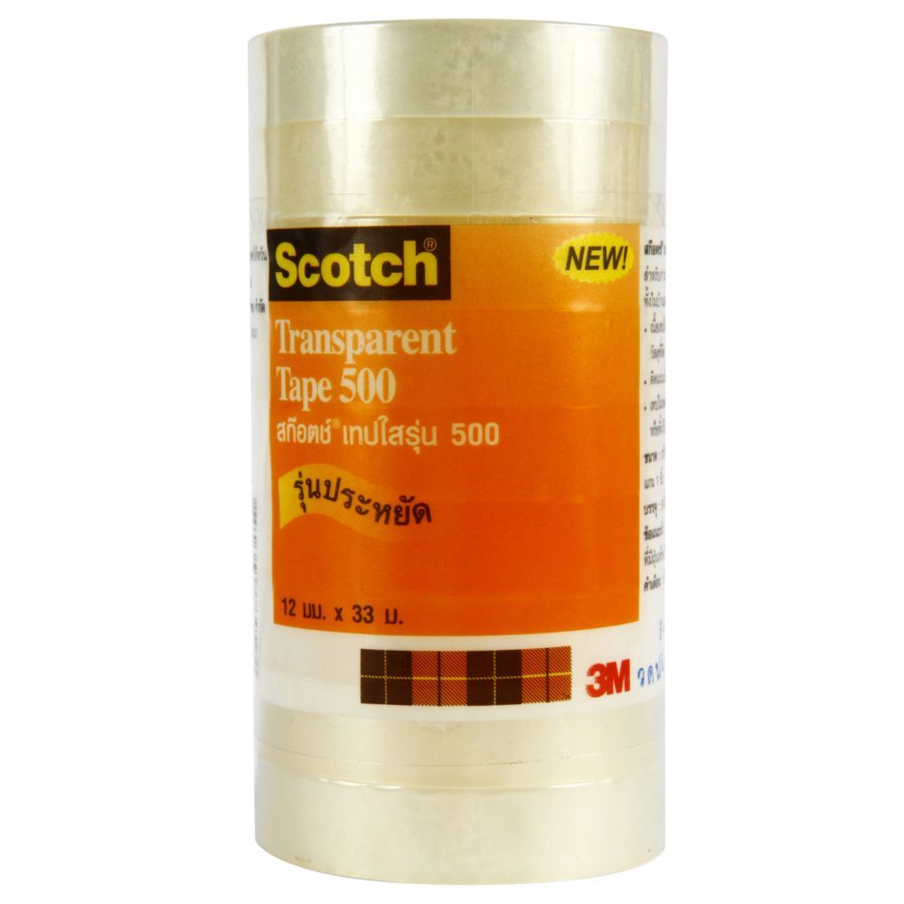 เทปใส 3M SCOTCH 1/2 นิ้ว x 36 หลา #500 แกน 1 นิ้ว (9 ม้วน/แพ็ค) สก๊อตช์ - Image 2