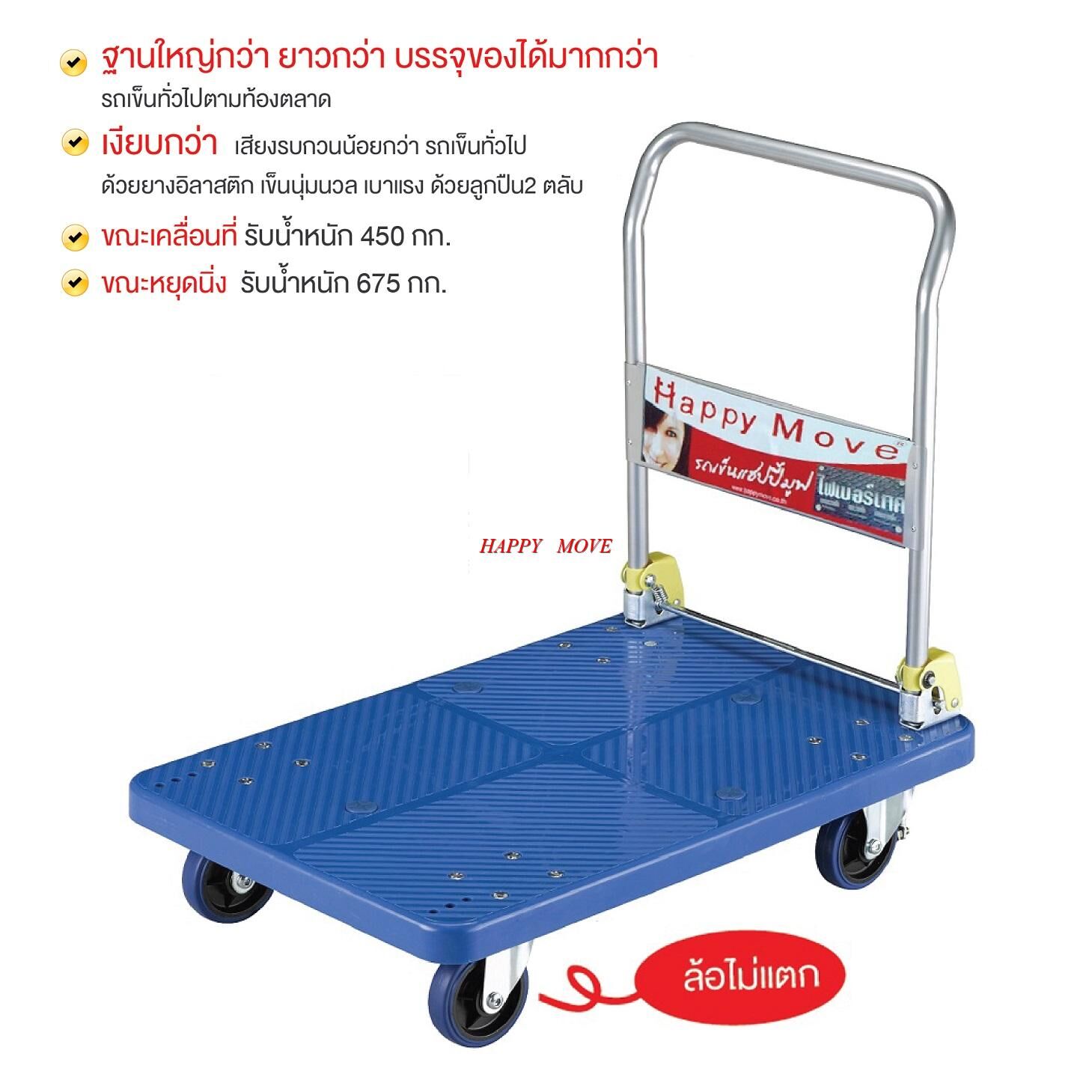 รถเข็นไฟเบอร์เทค แฮนด์พับได้ แฮปปี้มูฟ HM311 450กก. - Image 2