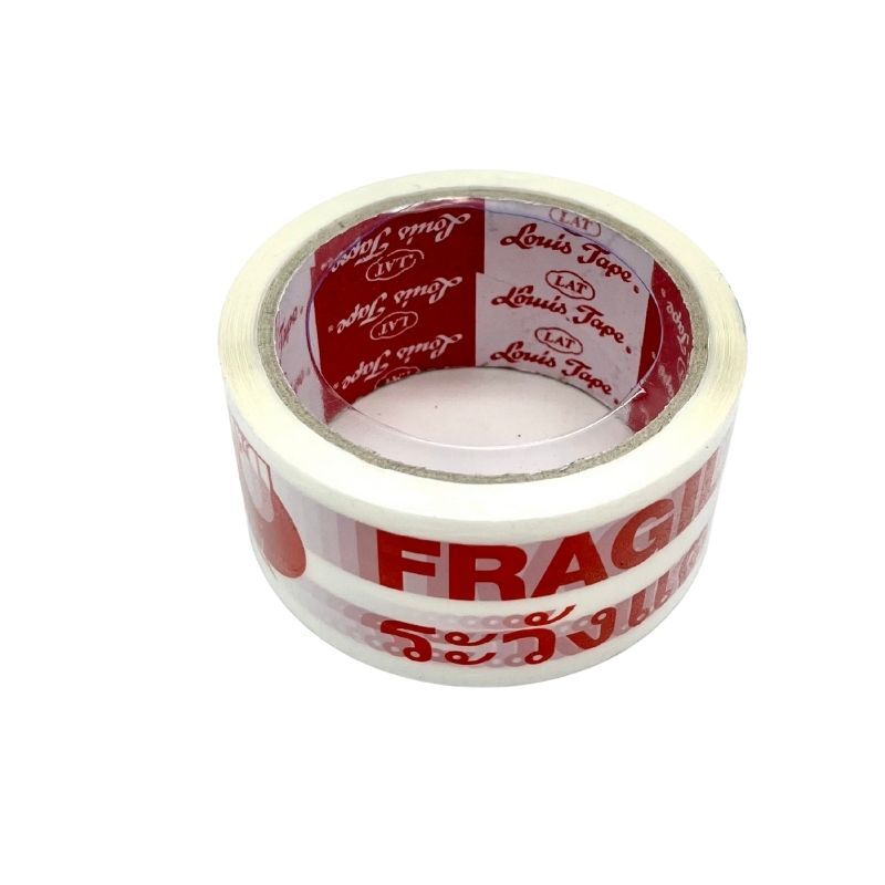 เทปโอพีพีข้อความ "ระวังแตก"FRAGILE พื้นสีขาว 2นิ้วx45หลา หลุยส์(6ม้วน) - Image 2