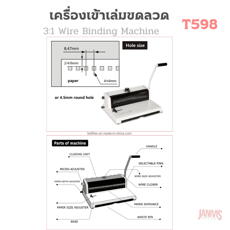 เครืองเข้าเล่มสันขดลวด 3:1 EASYBIND T-598 - Image 5