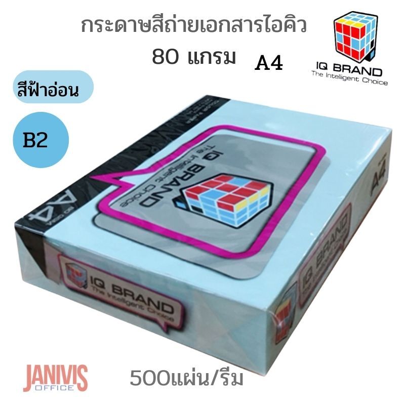 กระดาษสีถ่ายเอกสารไอคิว 80 แกรม A4 สีฟ้าอ่อน B2(500แผ่น) - Image 4