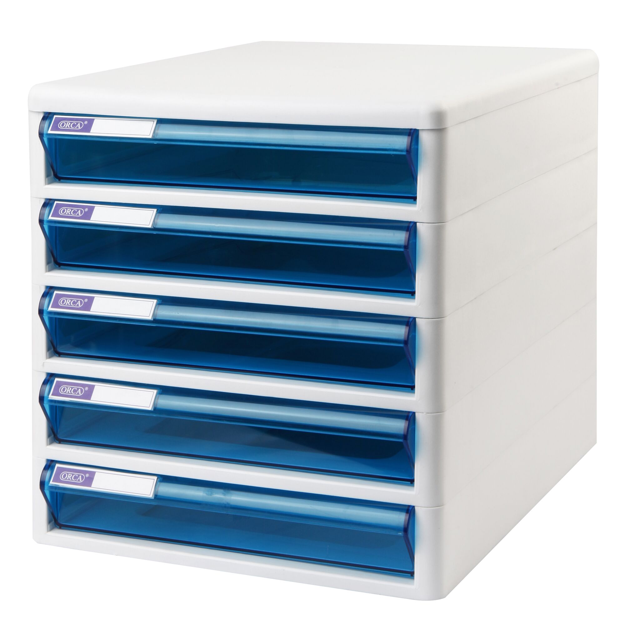 ตู้เก็บเอกสาร 5 ชั้น ออร์ก้า ORCA CFB-5 โครงขาวลิ้นชักสีฟ้าใส (DRAWER CABINET) - Image 4