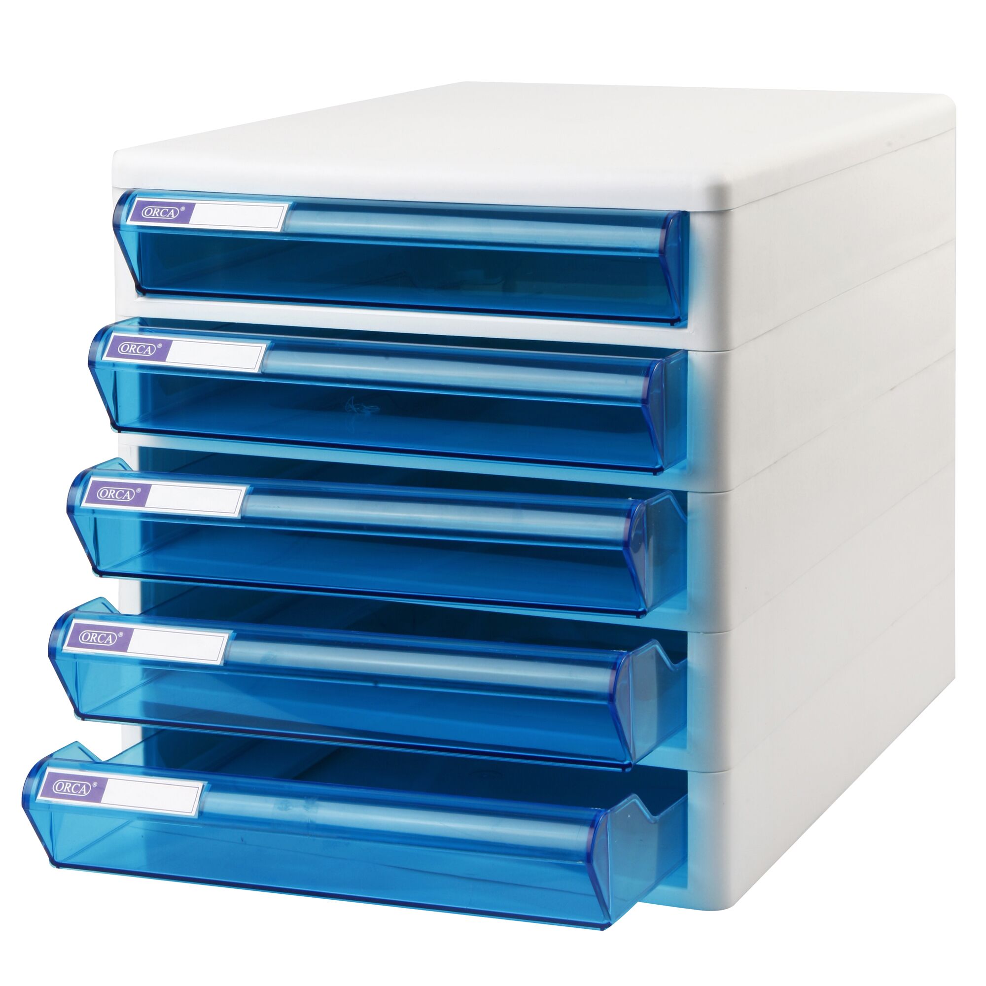 ตู้เก็บเอกสาร 5 ชั้น ออร์ก้า ORCA CFB-5 โครงขาวลิ้นชักสีฟ้าใส (DRAWER CABINET) - Image 2