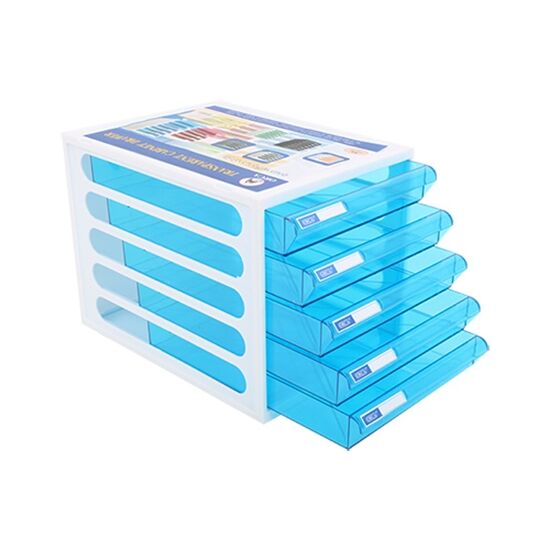 ตู้เก็บเอกสาร 5 ชั้น ออร์ก้า ORCA CFB-5 โครงขาวลิ้นชักสีฟ้าใส (DRAWER CABINET) - Image 3