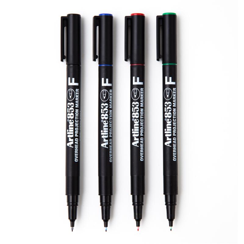 ปากกาเขียนแผ่นใสลบไม่ได้ Artline EK-853 F ชุด 4 สี - Image 2