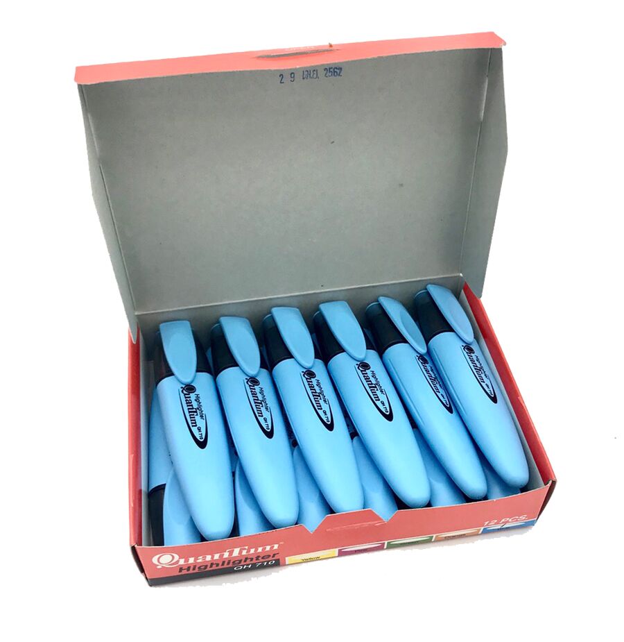 Quantum ปากกาเน้นข้อความ ควอนตั้ม QH-710 ฟ้า 12แท่ง/กล่อง - Image 2