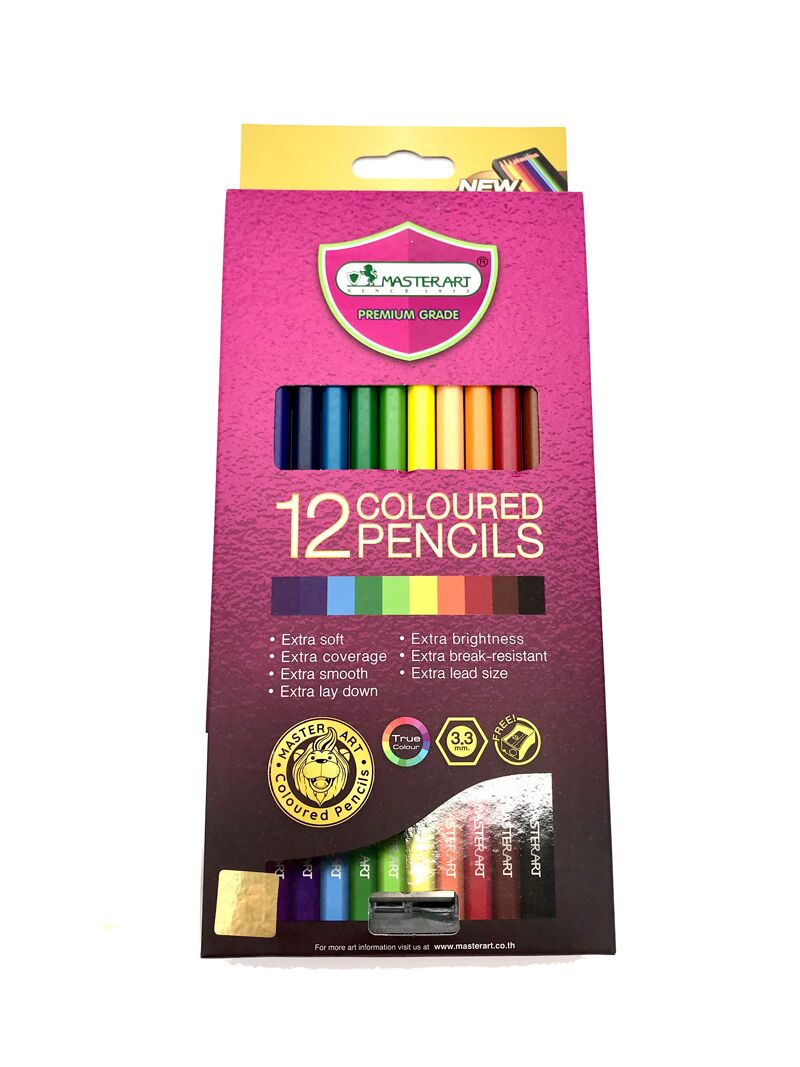 MASTERART ดินสอสีไม้แท่งยาว 12สี +กบเหลามาสเตอร์อาร์ต PREMIUM GRADE - Image 6