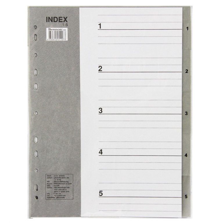 อินเด็กซ์ PVC BENNON A4 (1-5) IX905 แบบสีเทา ขนาด A4 - Image 2