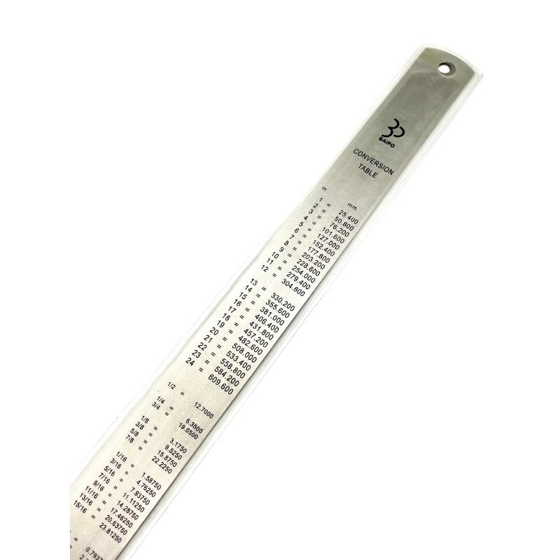 BAIPO ไม้บรรทัดฟุตเหล็ก ใบโพธิ์ 24 นิ้ว (60 ซม.) - Image 2