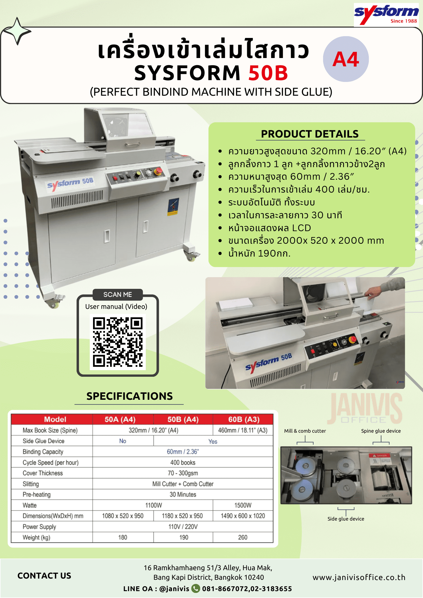 เครื่องเข้าเล่มไสกาว ซิสฟอร์ม SYSFORM 50B (เพิ่มลูกกาวทาข้าง) - Image 5