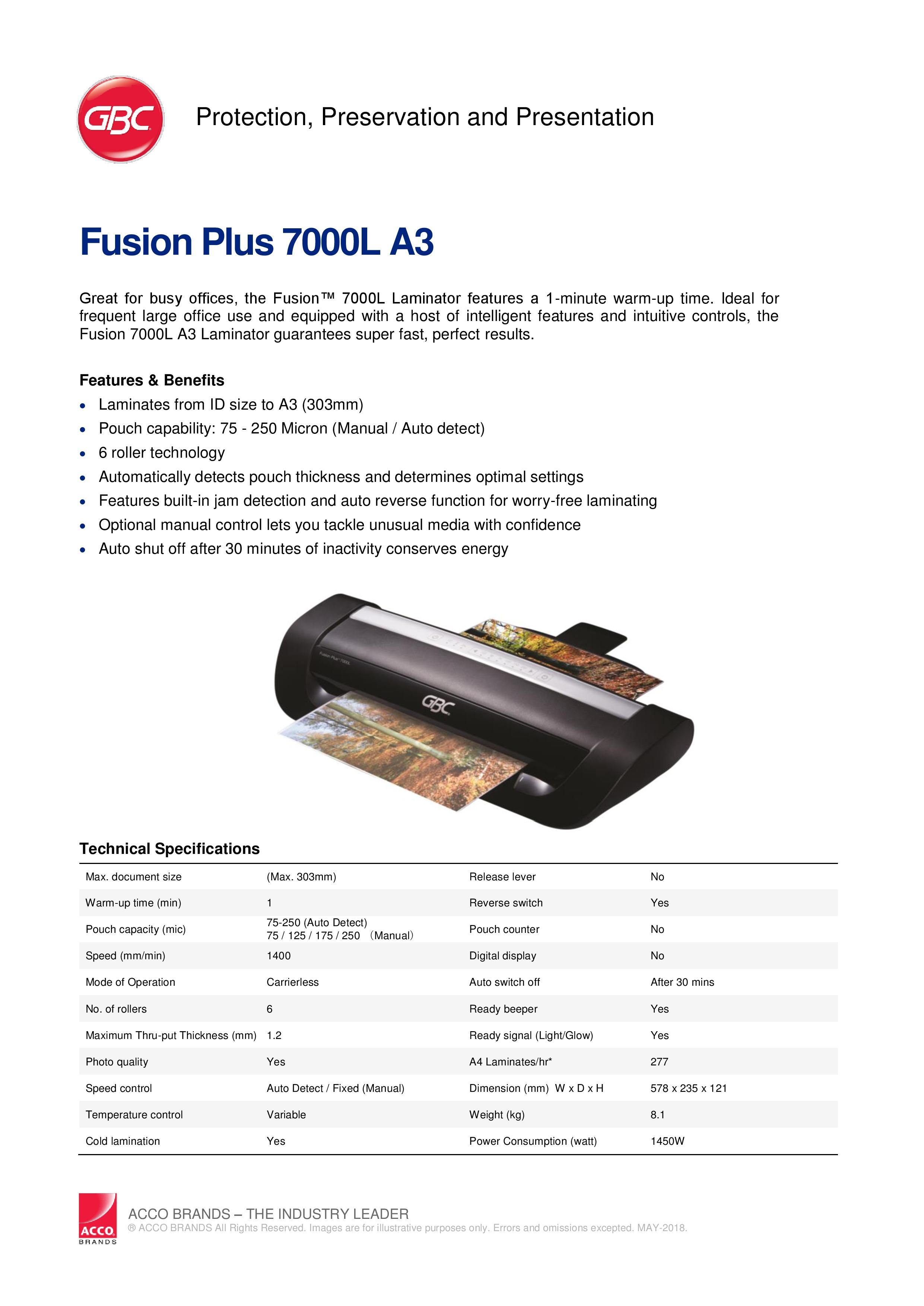 เครื่องเคลือบบัตร GBC FUSION 7000L (A3) - Image 3