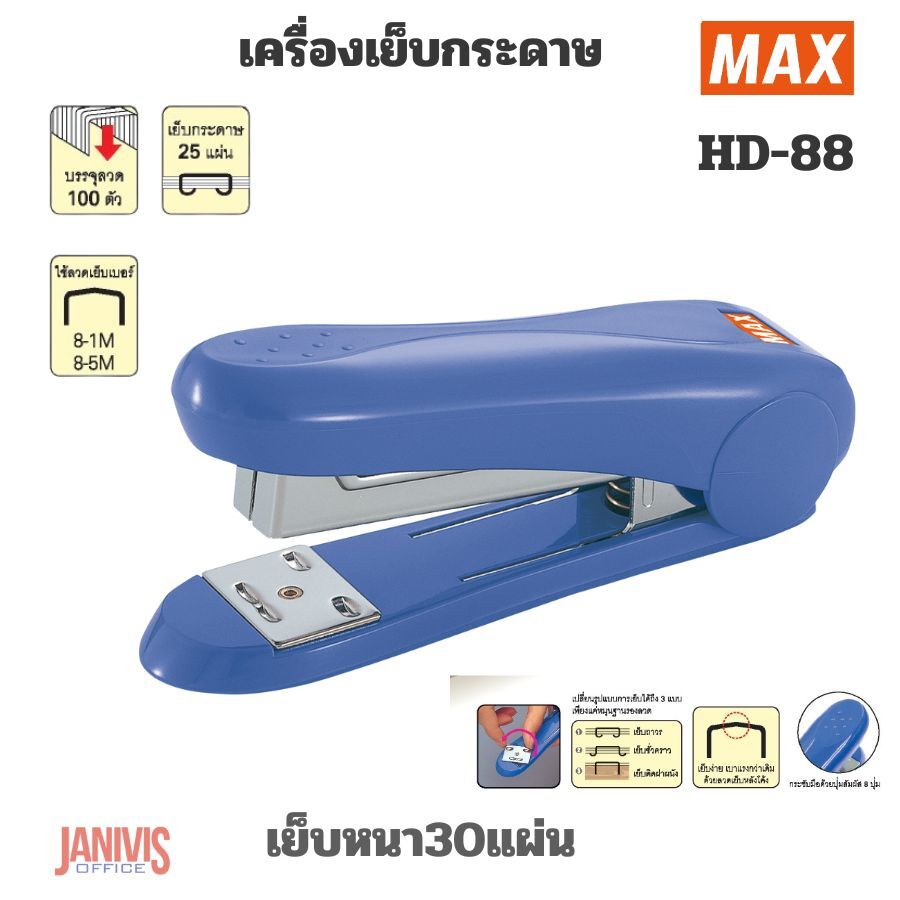 เครื่องเย็บ แม็กซ์ MAX HD-88(เย็บหนา 25 แผ่น)