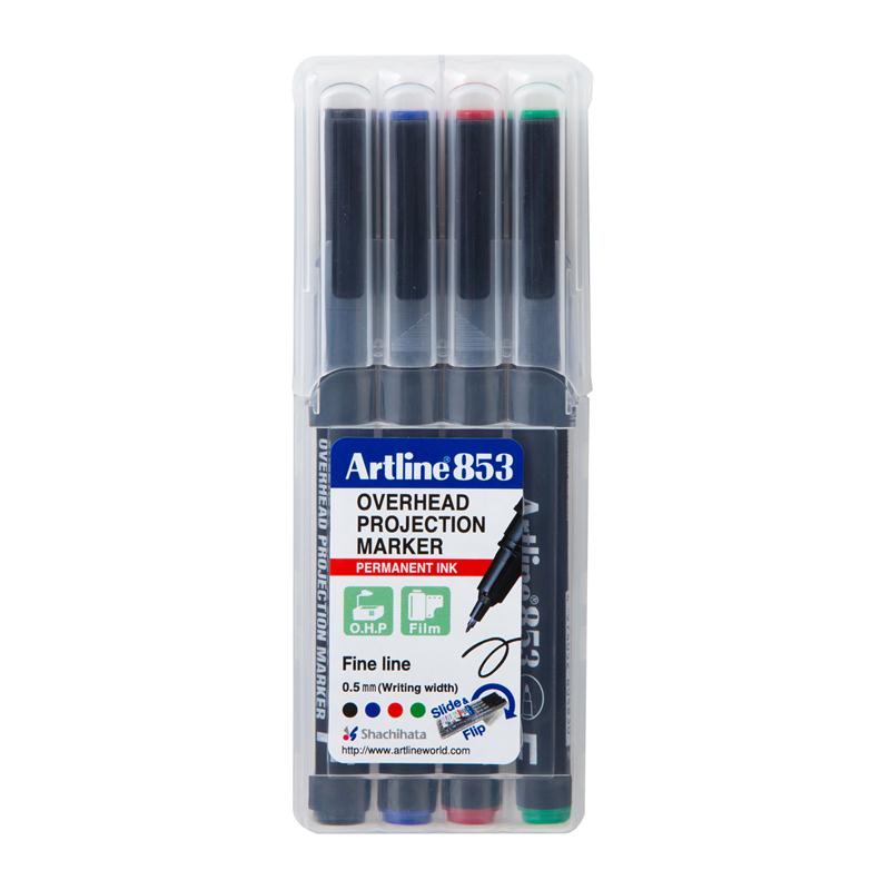 ปากกาเขียนแผ่นใสลบไม่ได้ Artline EK-853 F ชุด 4 สี - Image 5