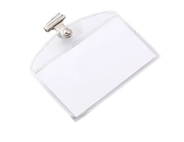 ป้ายชื่อพลาสติกใส ติดหน้าอก พร้อมตัวหนีบปากแบน NO.8 (6.5x10ซม.) อย่างหนา 100 ป้าย/แพ็ค - Image 2