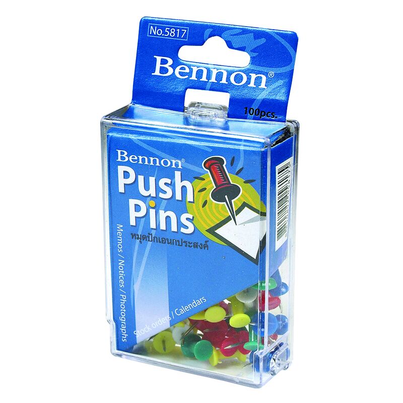 หมุดติดบอร์ด เบนน่อน 5817 (กล่อง 100 ตัว) Push Pin BENNON 5817