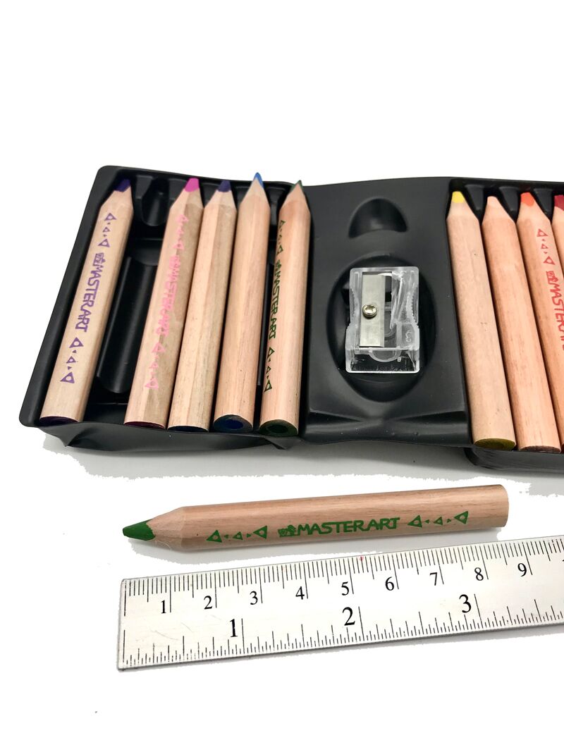 MASTERARTสีไม้แท่งสั้นขนาดจัมโบ้ แท่งสามเหลี่ยม รุ่นพรีเมี่ยมเกรด สีสด ระบายนุ่ม จับถนัดมือ ไส้ 5มม.12 สี ตรา Master Art Jumbo - Image 4