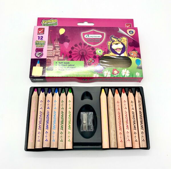 MASTERARTสีไม้แท่งสั้นขนาดจัมโบ้ แท่งสามเหลี่ยม รุ่นพรีเมี่ยมเกรด สีสด ระบายนุ่ม จับถนัดมือ ไส้ 5มม.12 สี ตรา Master Art Jumbo - Image 10