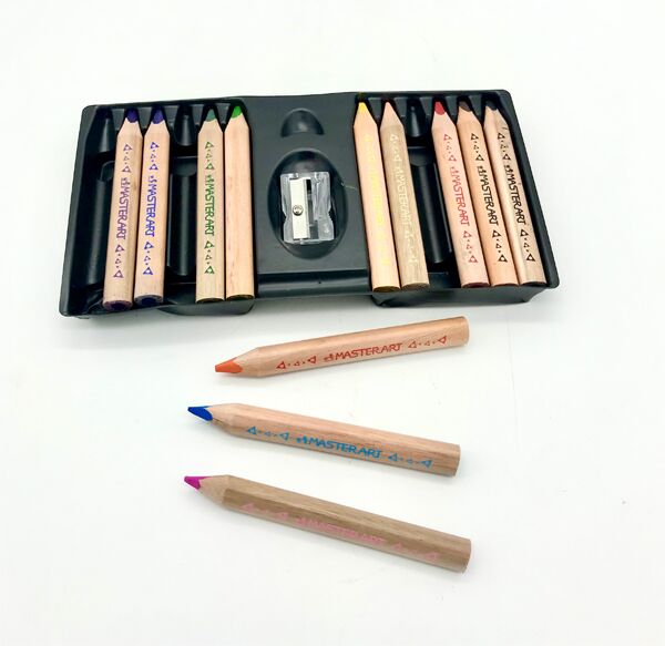 MASTERARTสีไม้แท่งสั้นขนาดจัมโบ้ แท่งสามเหลี่ยม รุ่นพรีเมี่ยมเกรด สีสด ระบายนุ่ม จับถนัดมือ ไส้ 5มม.12 สี ตรา Master Art Jumbo - Image 2