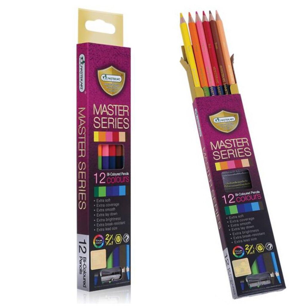 MASTERART สีไม้12 สี 2 หัว แท่งยาว มาสเตอร์อาท BI-COLOURED - Image 2