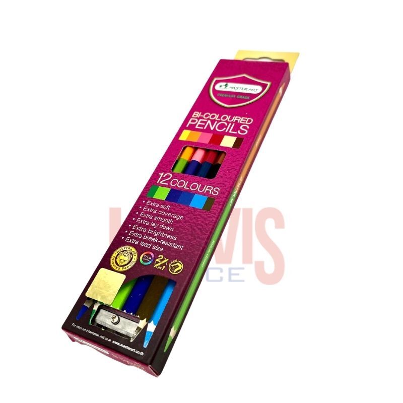 MASTERART สีไม้12 สี 2 หัว แท่งยาว มาสเตอร์อาท BI-COLOURED - Image 3
